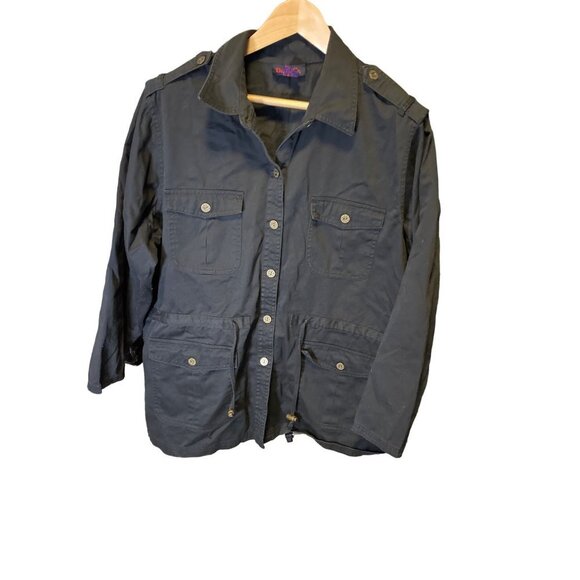 Denim & Co Black Long Safari Button Front Jacket Sz 1X - Picture 3 of 9